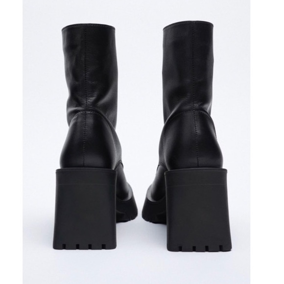 Zara Leather Zippered Lug Sole Boots - Picture 5 of 11